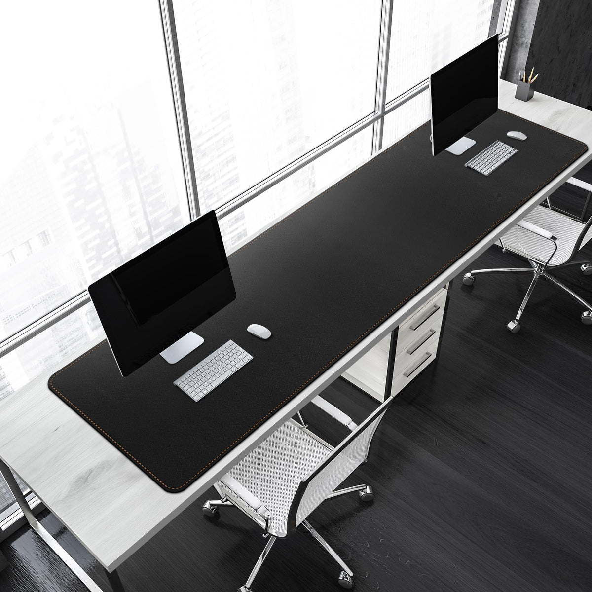MAIDERN 67” x 19.6” Desk Pad, Large Desk Mat, Cork & Leather Large Mouse pad for Desk, Waterproof