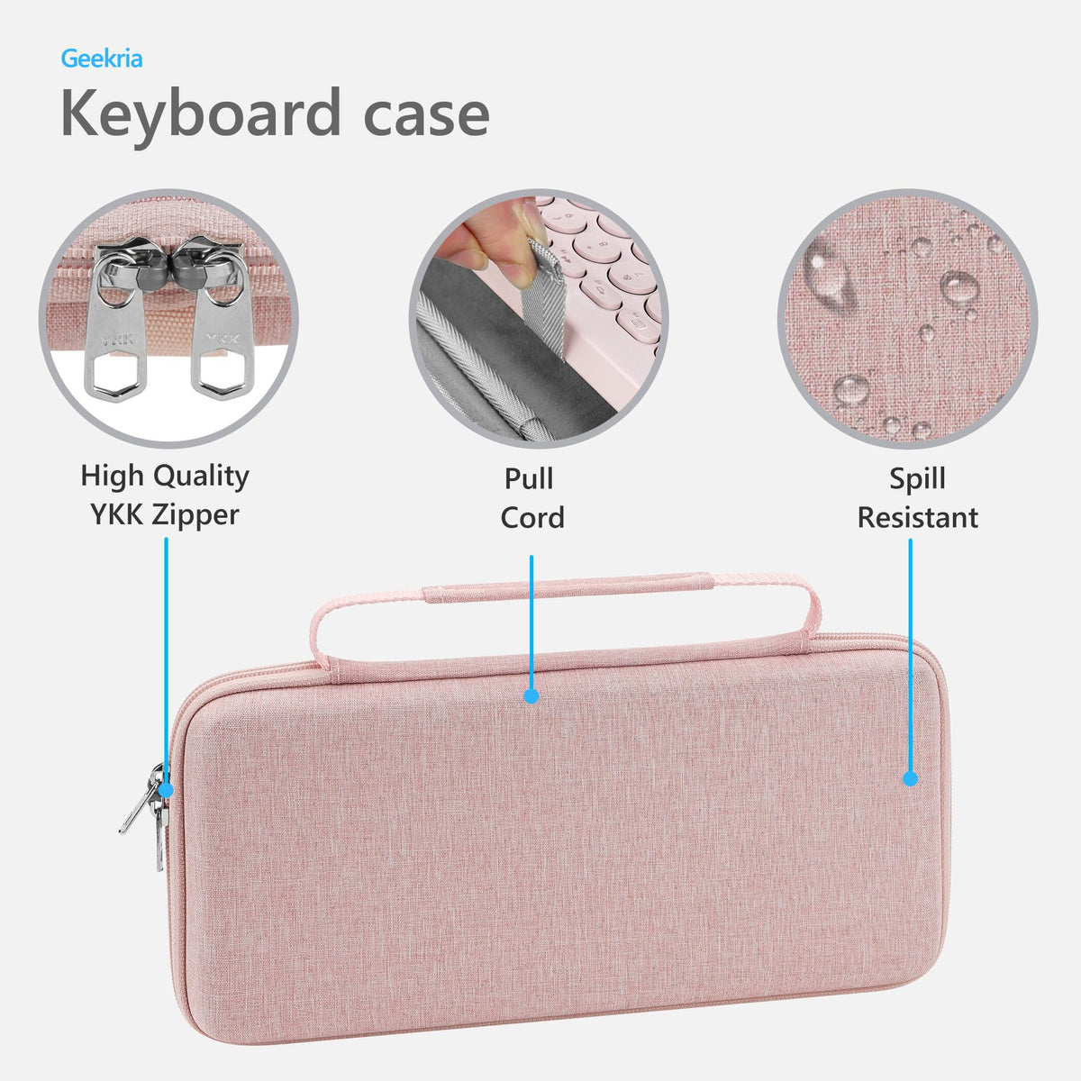 GEEKRIA Keyboard Carrying Case, Hard Shell Protective Travel Bag for Small Compact Keyboard