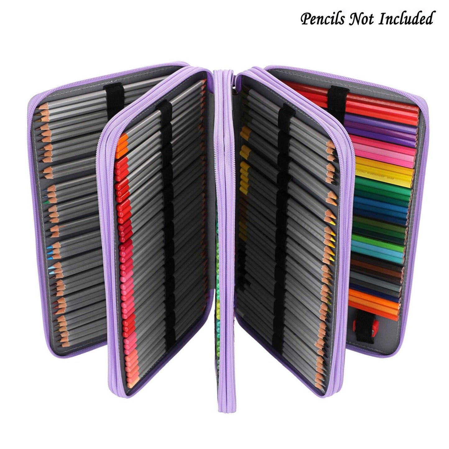 BTSKY 300 Slots Colored Pencil Organizer - Deluxe PU Leather Pencil Case Holder with Handle Strap