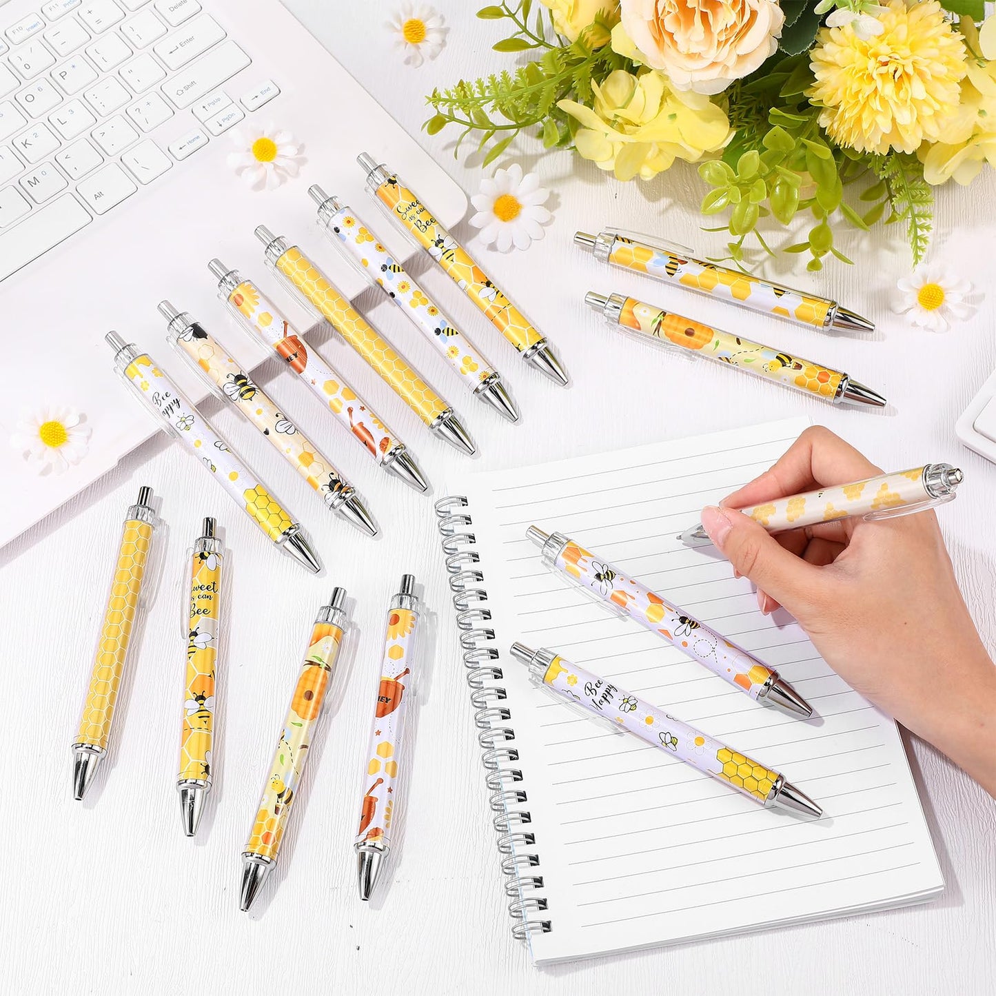TecUnite 30 Pcs Bee Ballpoint Pens Bee Gifts Baby Shower Gifts Birthday Present Honey Party Favors