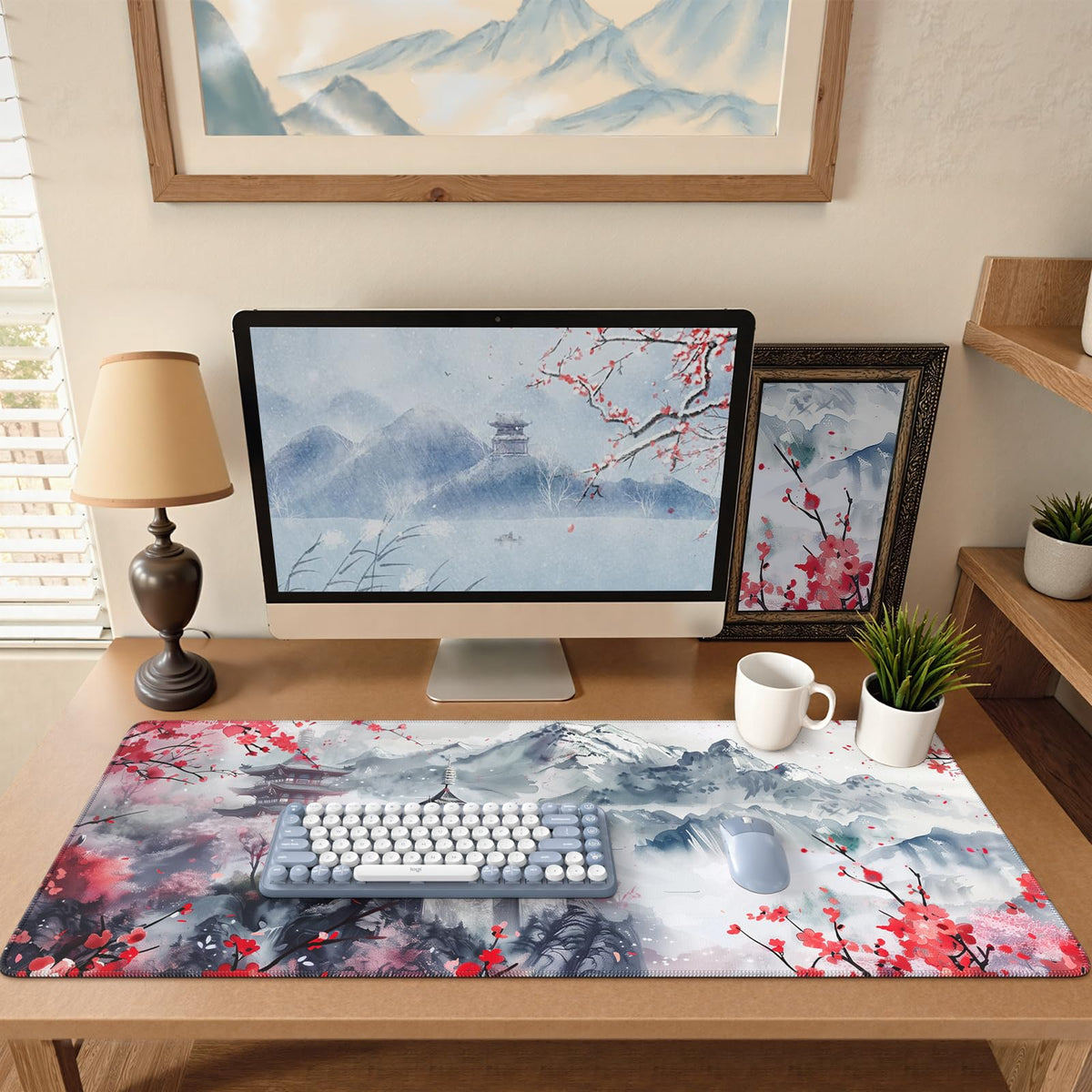 iCasso Desk Protector Mat Large Japanese Mouse Pad,Sakura