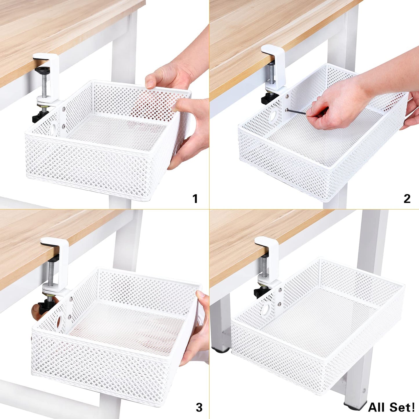 Under Desk Drawer, Clamp on Desk Organizer Hanging Desk Storage Under Table