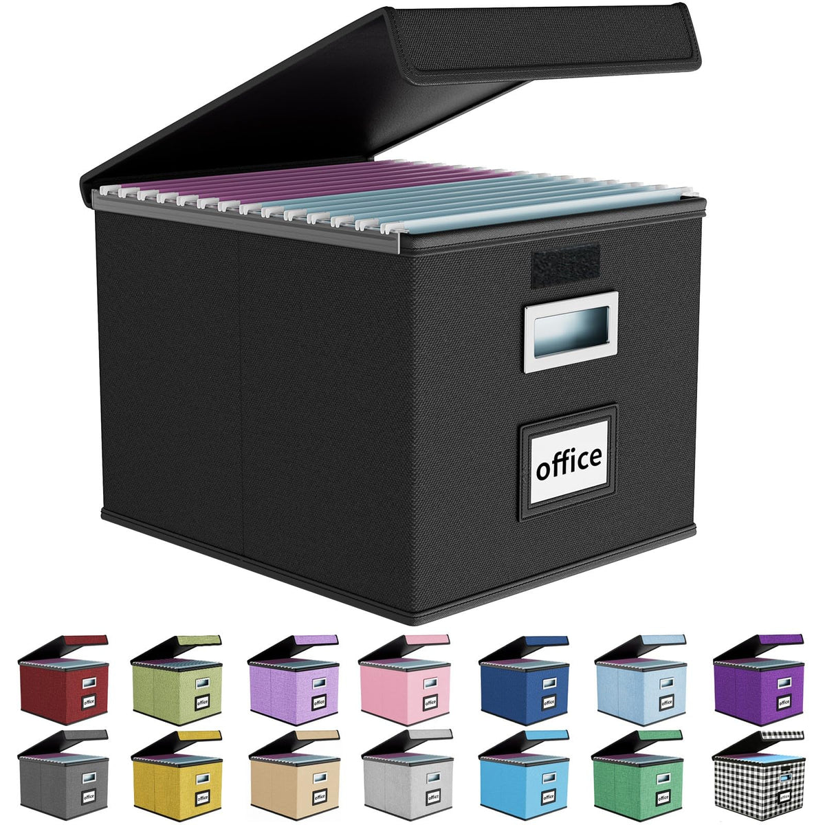 Huolewa File Organizer Box with Lids, Collapsible File Folder Organizer
