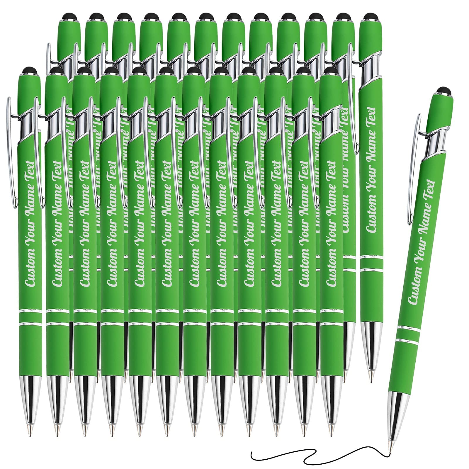 24PCS Personalized Pens Bulk with Name Free Engraving,Custom Ballpoint Pens with Stylus,Engraved
