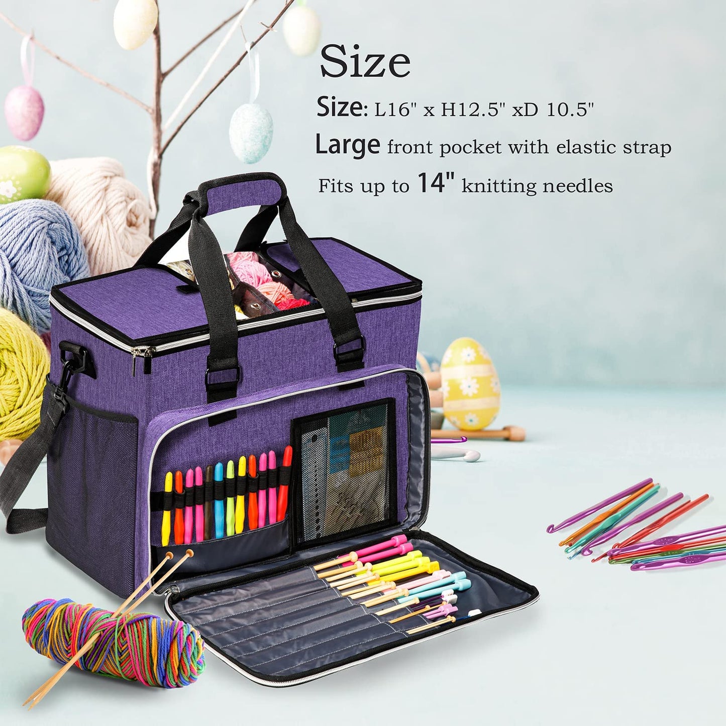 MYBAGZING Knitting & Crochet Bag, Large Yarn Storage Organizer