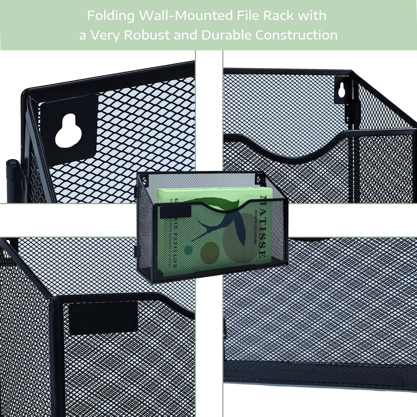 IOUGDSEC 3 Packs 1 Tier A4 Mesh in Tray Hanging Wall File Holder Magazine Document Holder Mail