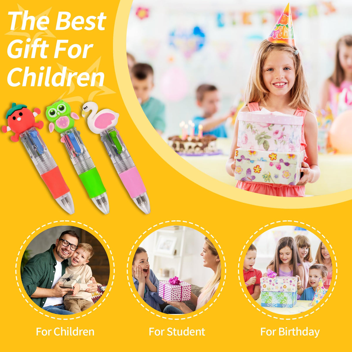 LiYiQ 100 PCS Multicolor Pen in One Fun 4-in-1 Cute Pens Bulk Kawaii Cool Ballpoint Pens for Kids