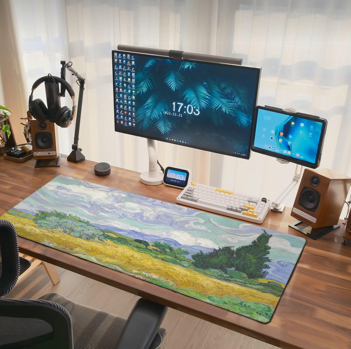Van Gogh Wheat Field with Cypresses Mouse Pad Extended Large Gaming Mousepad XL Big Long Oversized