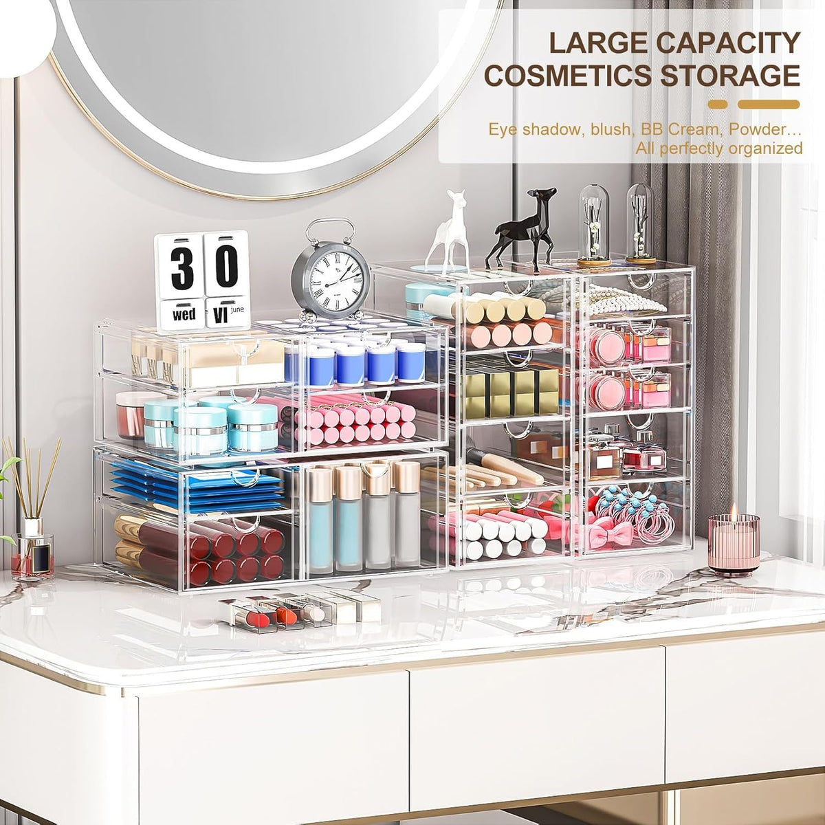 caktraie Acrylic16-Drawer Storage & Makeup Organizer for Desk