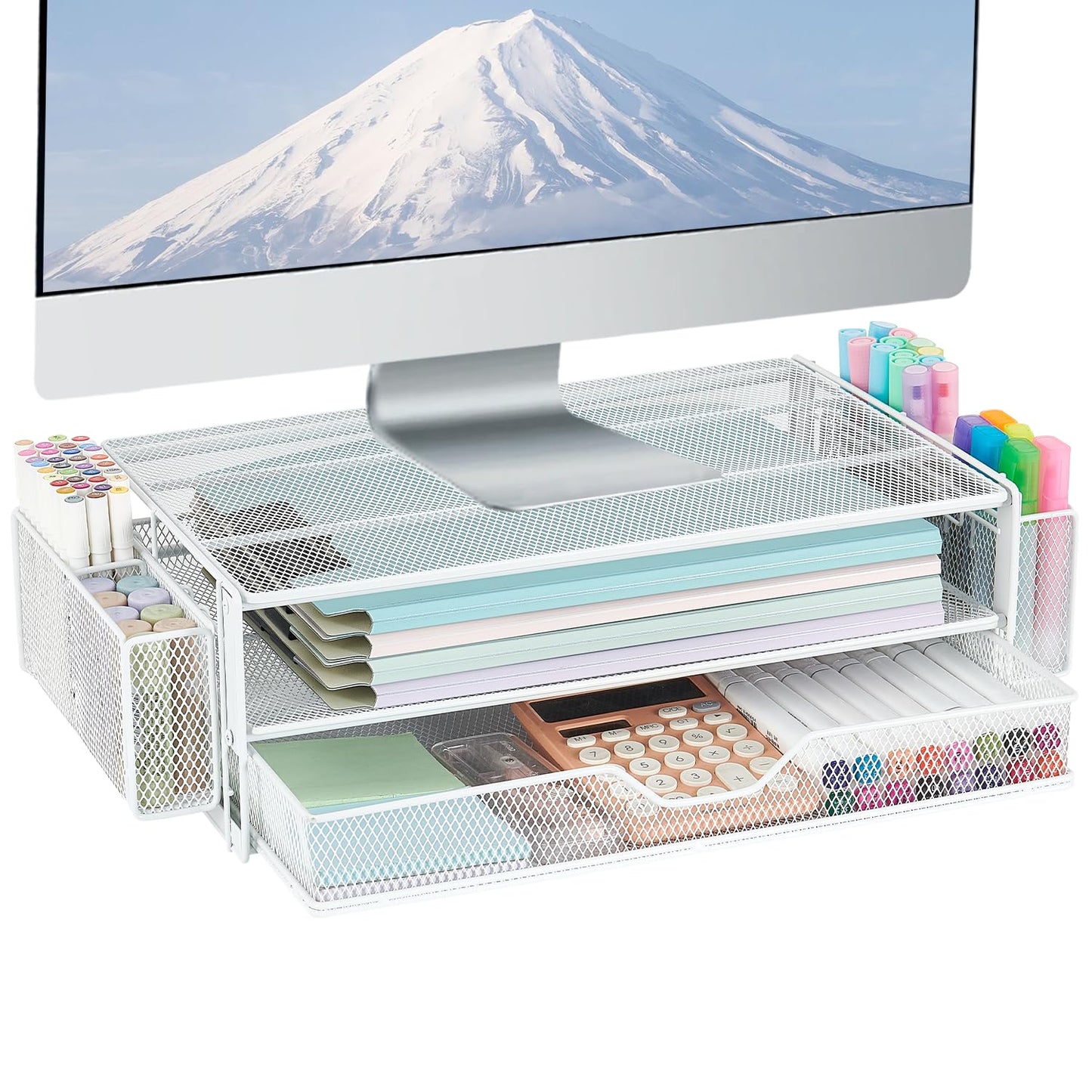 AUPSEN Computer Monitor Stands Riser，2-Tier Desk Organizers and Accessories, Office Desk