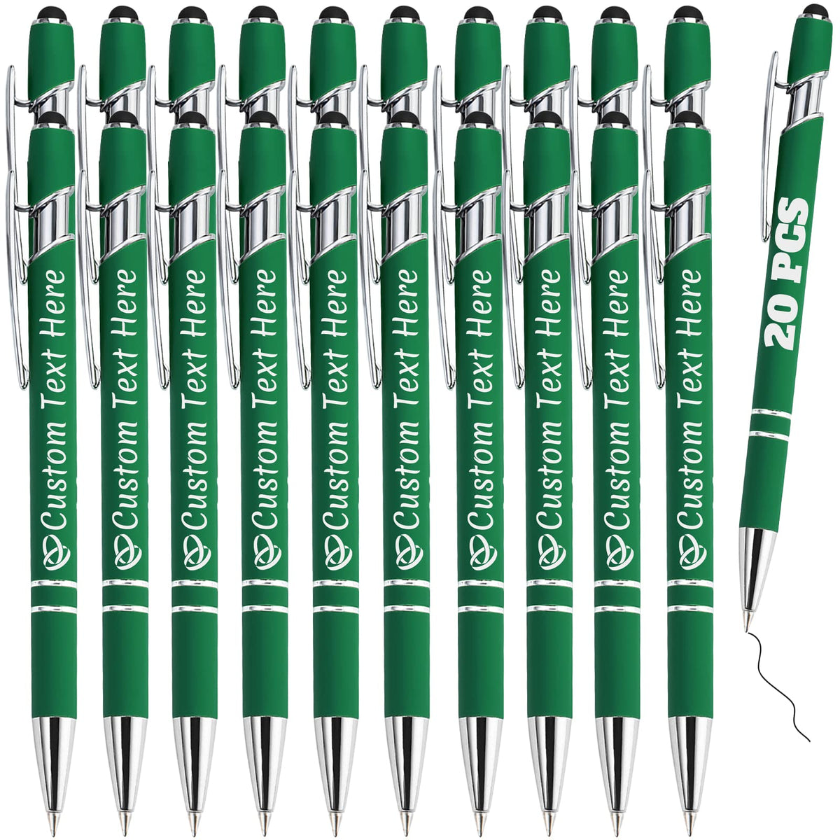Personalized Pens Bulk 20 with Name Custom Engraving Ballpoint Pens with Stylus Tip Customized