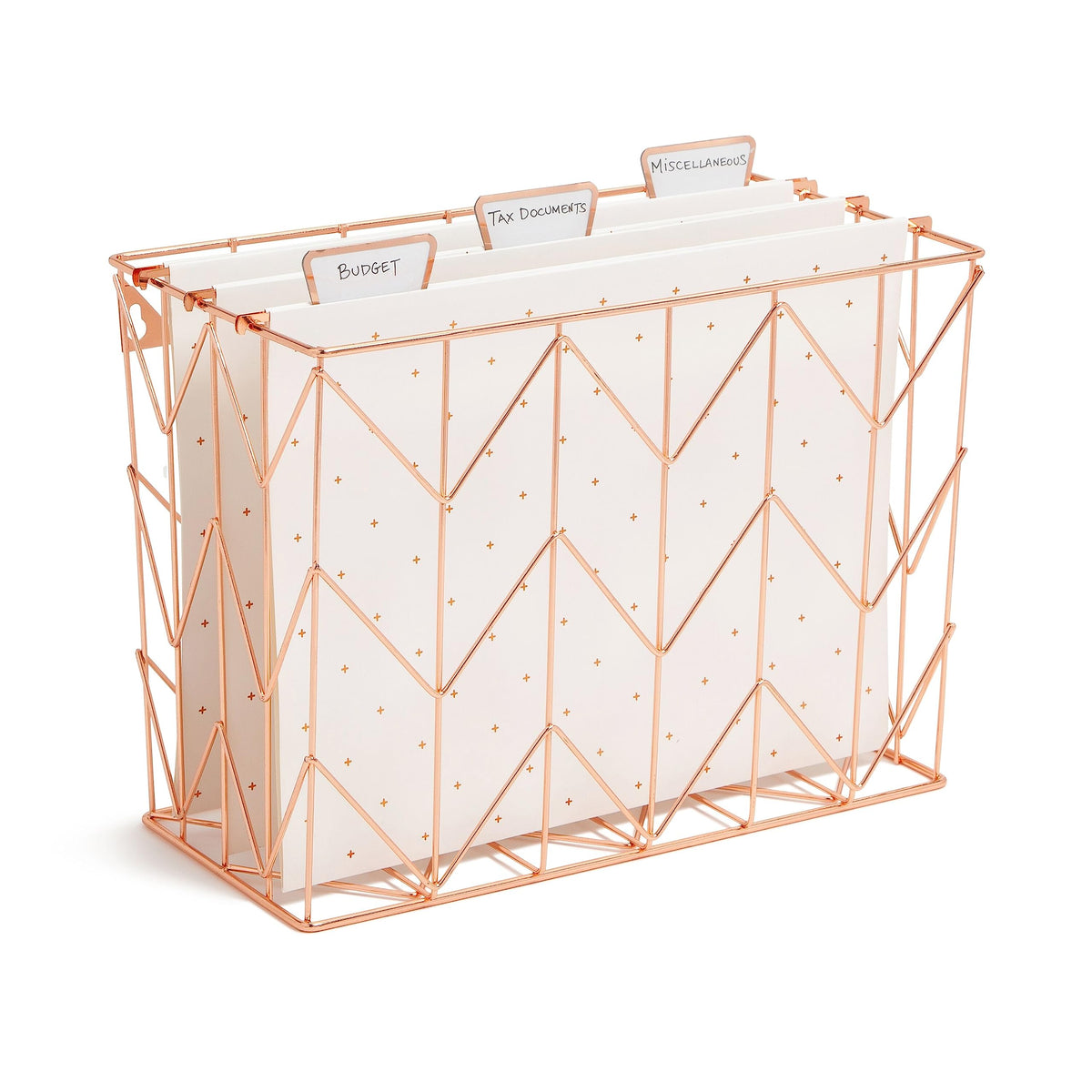 U Brands Desktop Fashion Filing Set, Desktop Organizer, Rose Gold Wire Metal, 10 Piece Office Gift