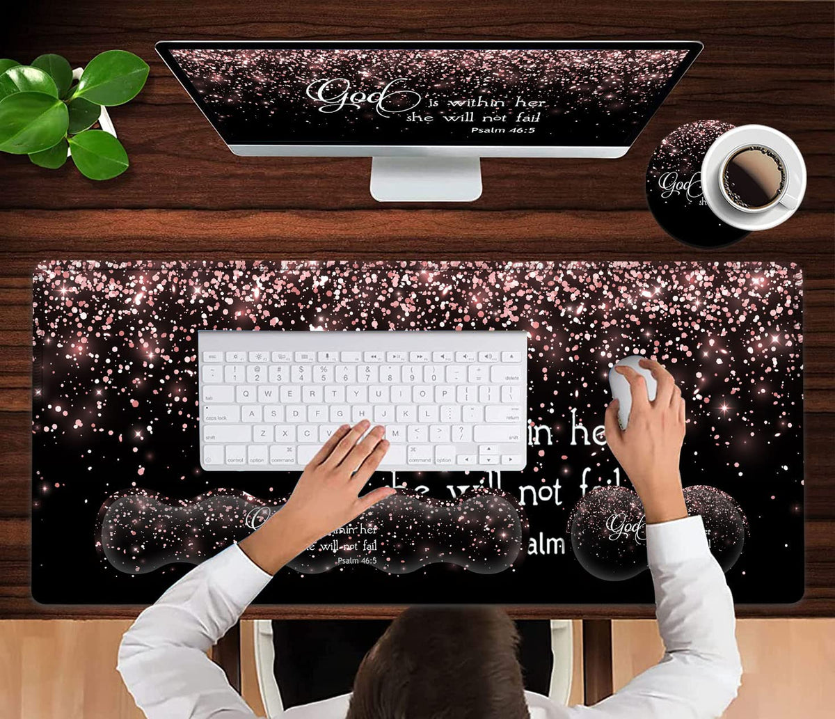 Large Mouse Pad with Wrist Support Set,Memory Foam Keyboard Wrist Rest+Extended Gaming Mouse