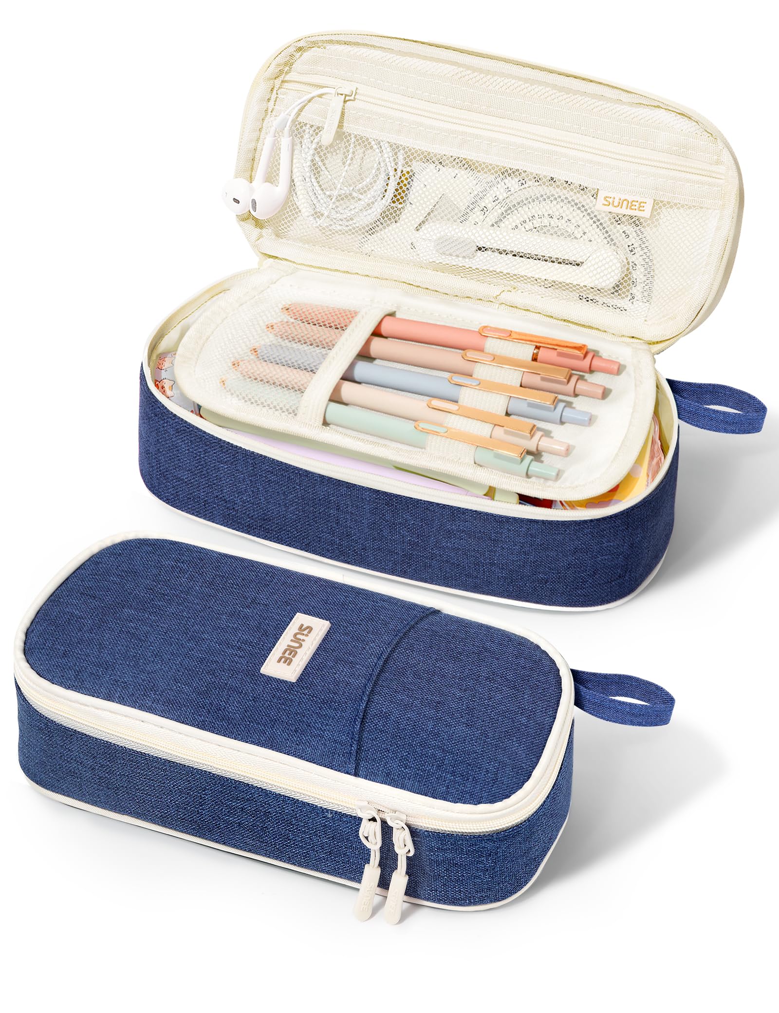 SUNEE Cute Pencil Case, Aesthetic Pen Pouch, Colored Large Pencil Bag with Zipper, Kawaii