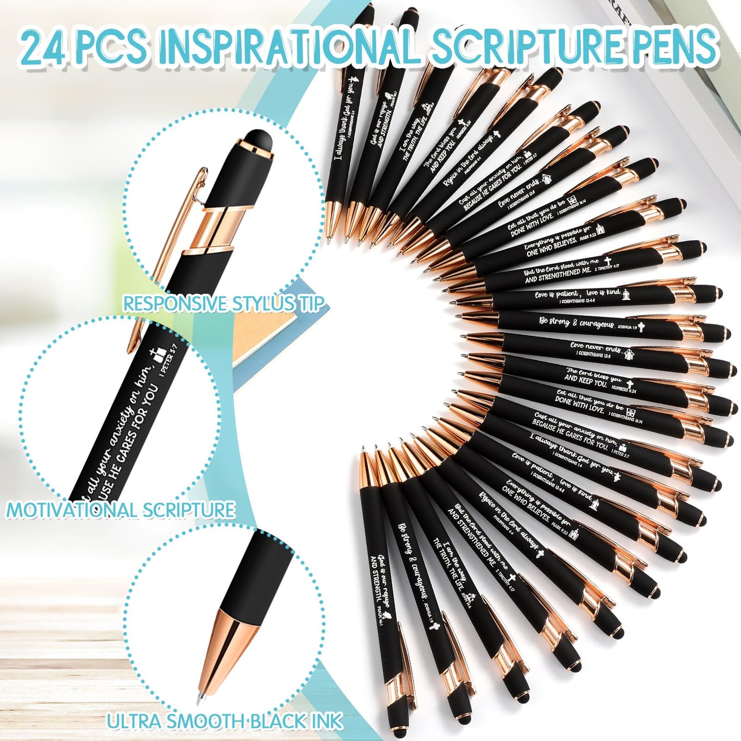 Estune 72 Pcs Bible Gifts Set Bulk,Christian Notebook Pen Keychain,Classic
