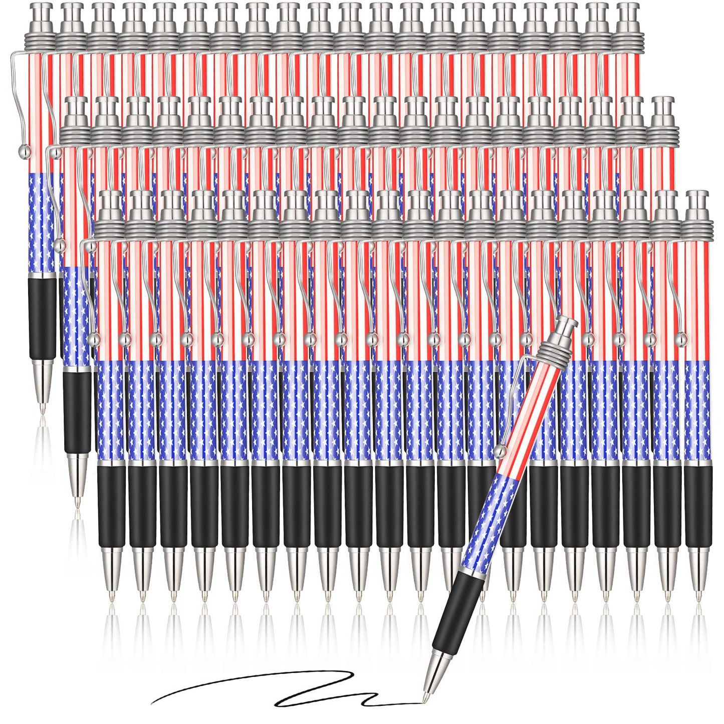 Tenare 128 Pcs American Flag Pen 250 Anniversary Patriotic Veterans Gift