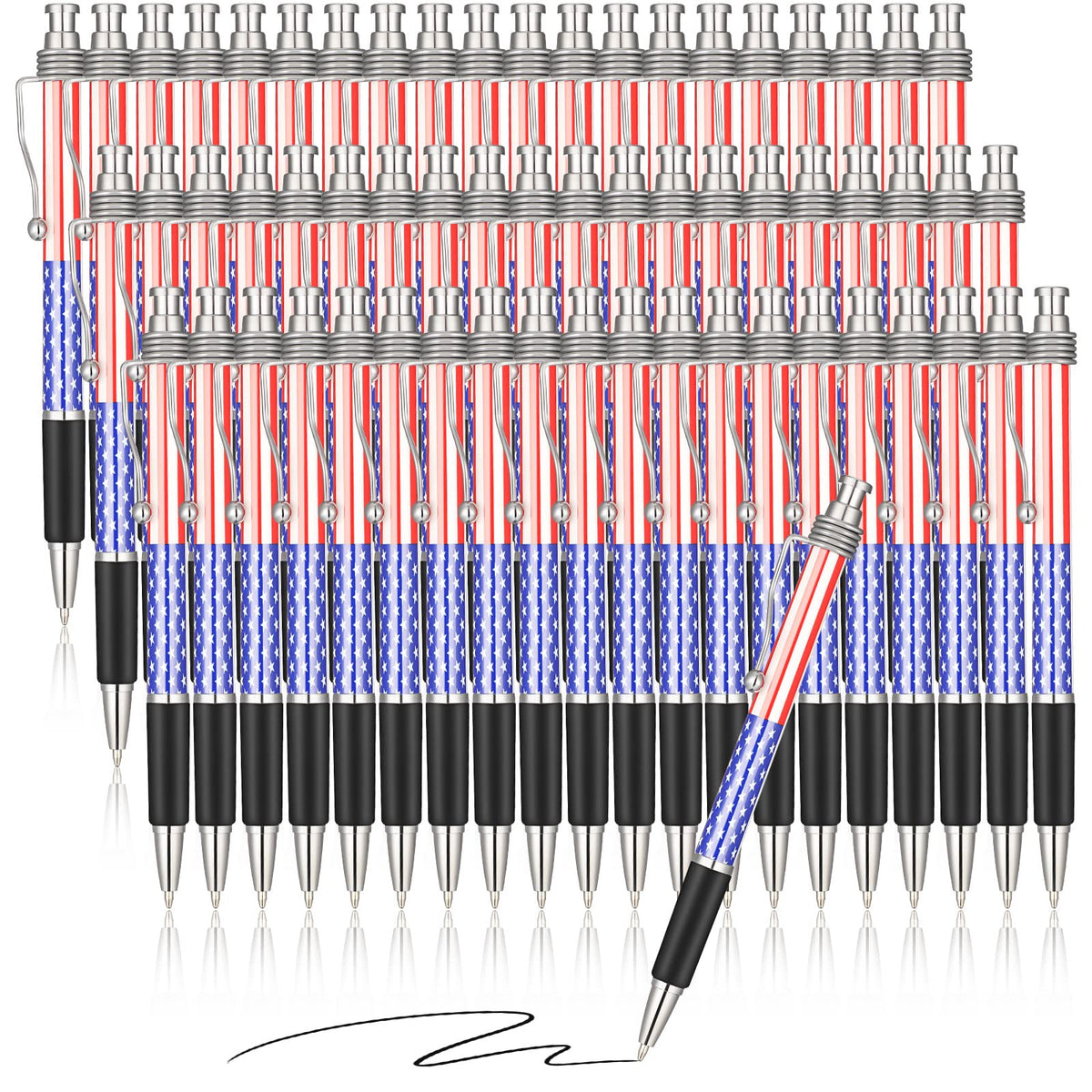 Tenare 128 Pcs American Flag Pen 250 Anniversary Patriotic Veterans Gift