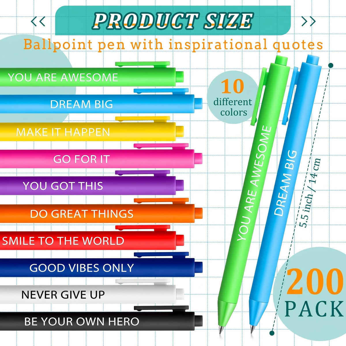 Crtiin 200 Pcs Inspirational Pens Bulk Nude Shades, Motivating