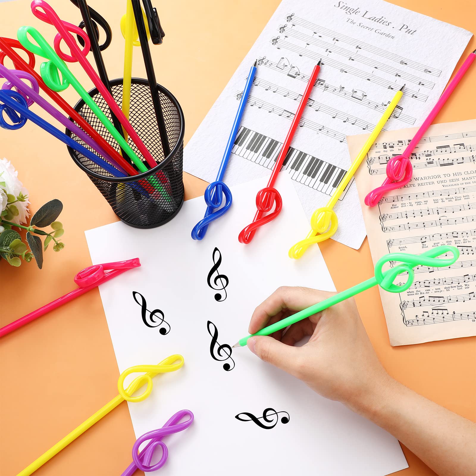 Lincia 100 Pcs Music Note Pens Bulk Musical Ballpoint Pens, Mixed Colors