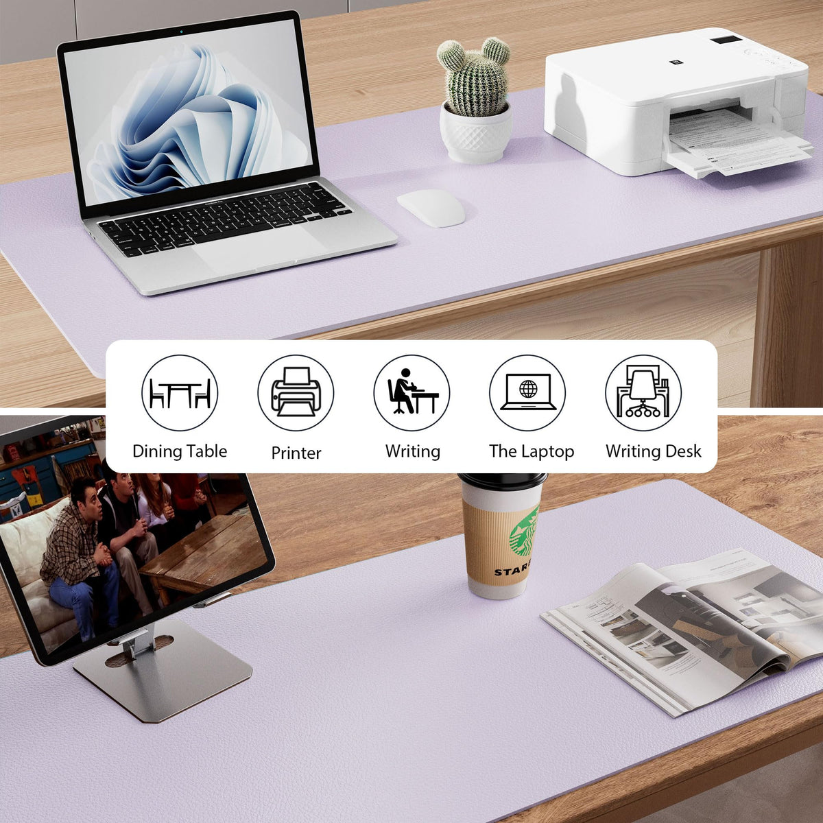Aothia Large PU Leather Desk Pad Protector – Non-Slip Mouse Pad & Writing Mat for Office/Home