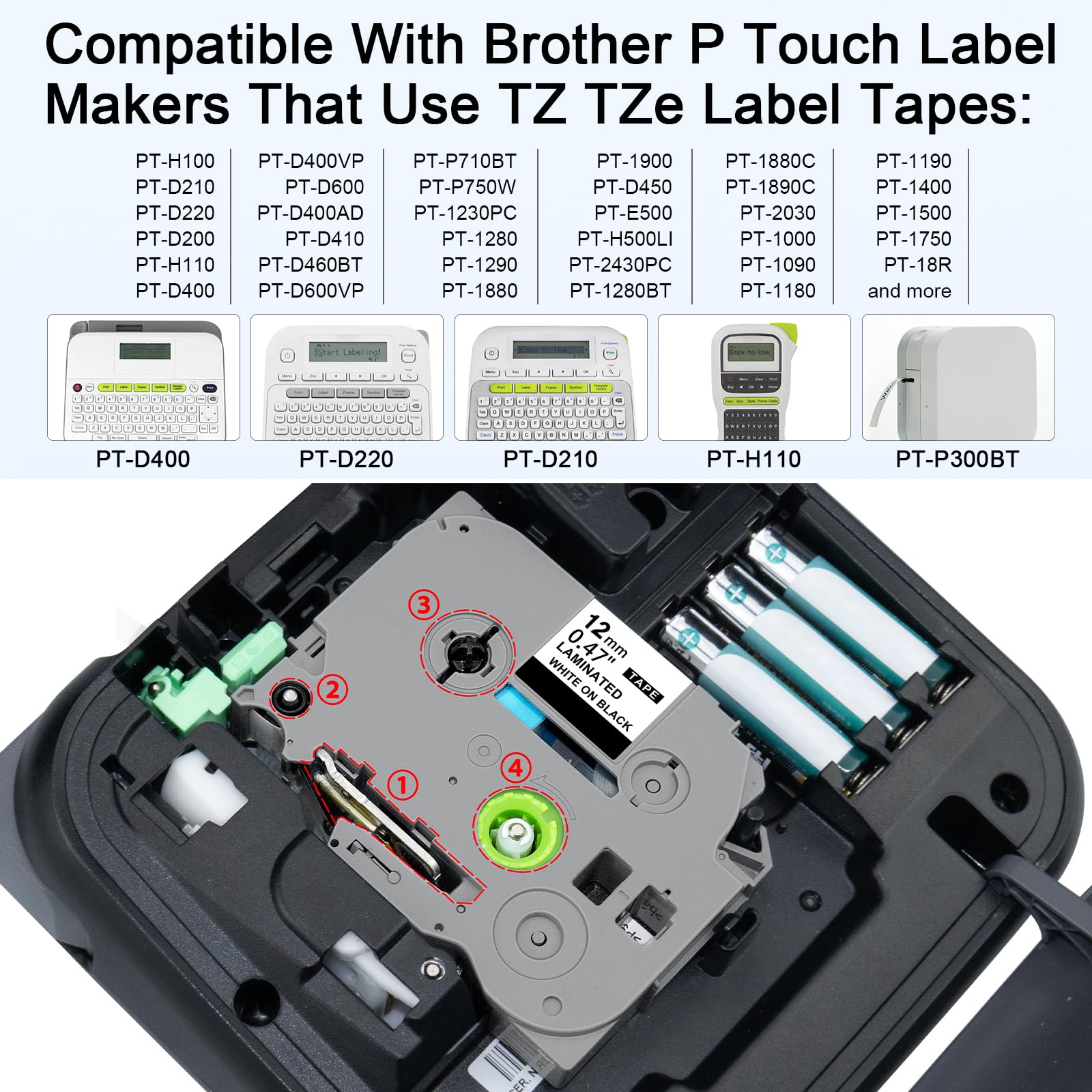Replacement for Brother P Touch Label Maker Tape TZe335 White on Black
