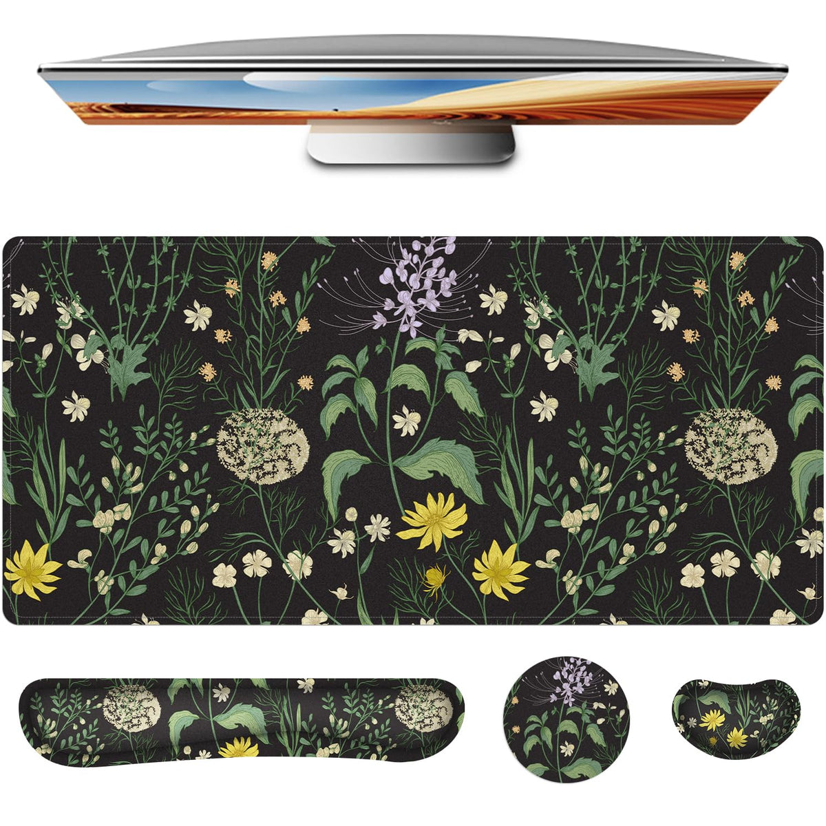 Desk Mat, Mouse Pad with Wrist Rest,4-in-1 Large Mouse Pads for Desk,Computer Ergonomic Mousepad