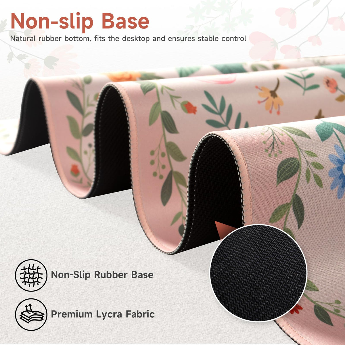 HAOCOO Light Pink Cute Deskmat, 35.4" x 15.7" Computer Pad for Home Desk