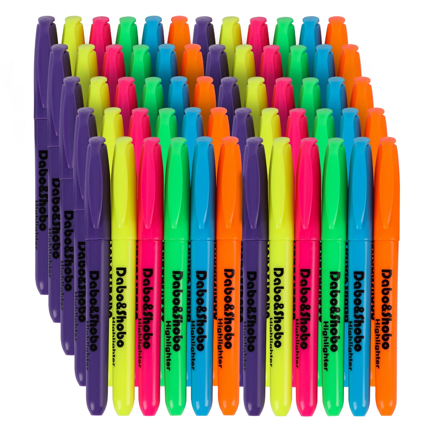 Dabo&Shobo Highlighters, 60 Bulk Pack Highlighter, Assorted Colors, Chisel Tip, Quick Drying For