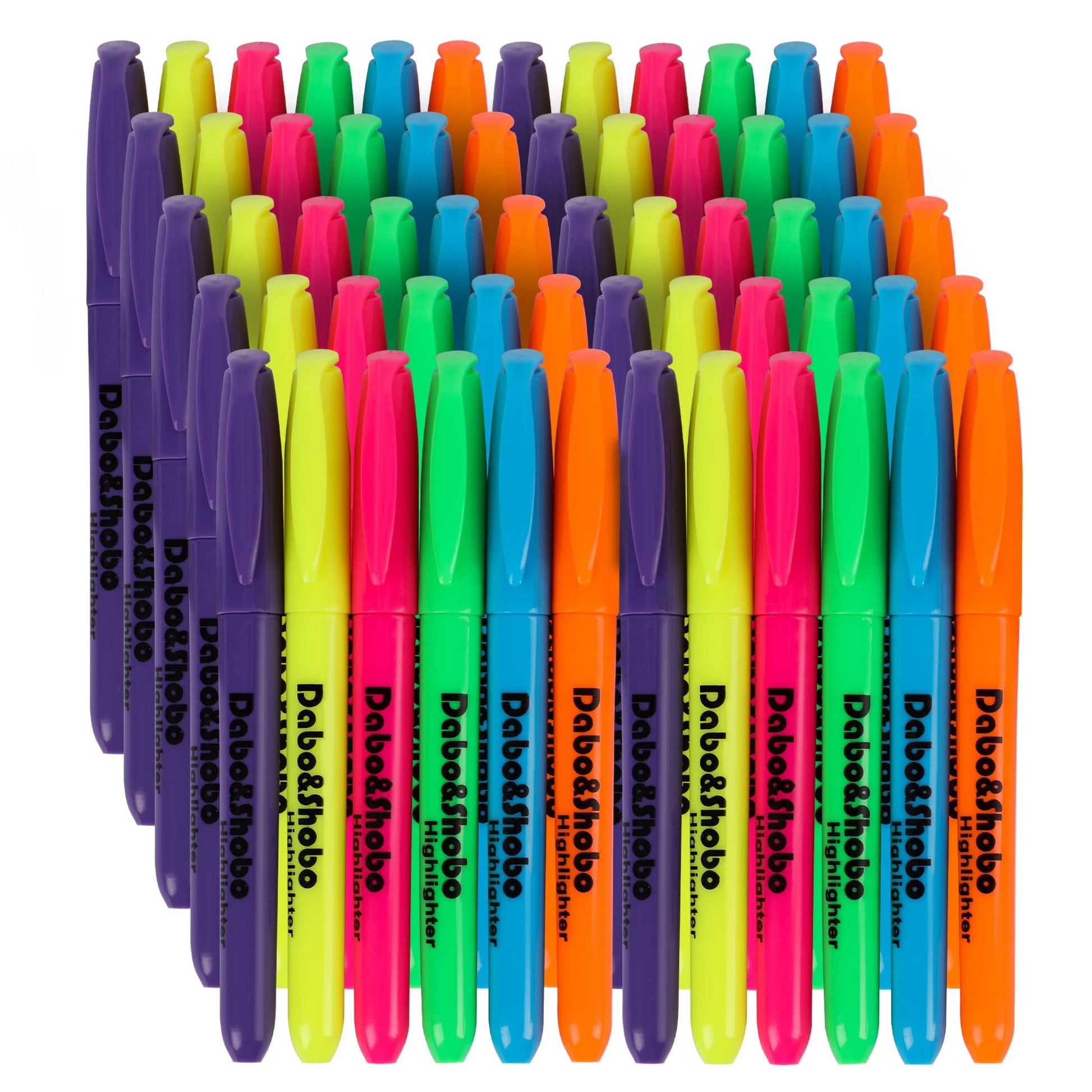 Dabo&Shobo Highlighters, 60 Bulk Pack Highlighter, Assorted Colors, Chisel Tip, Quick Drying For