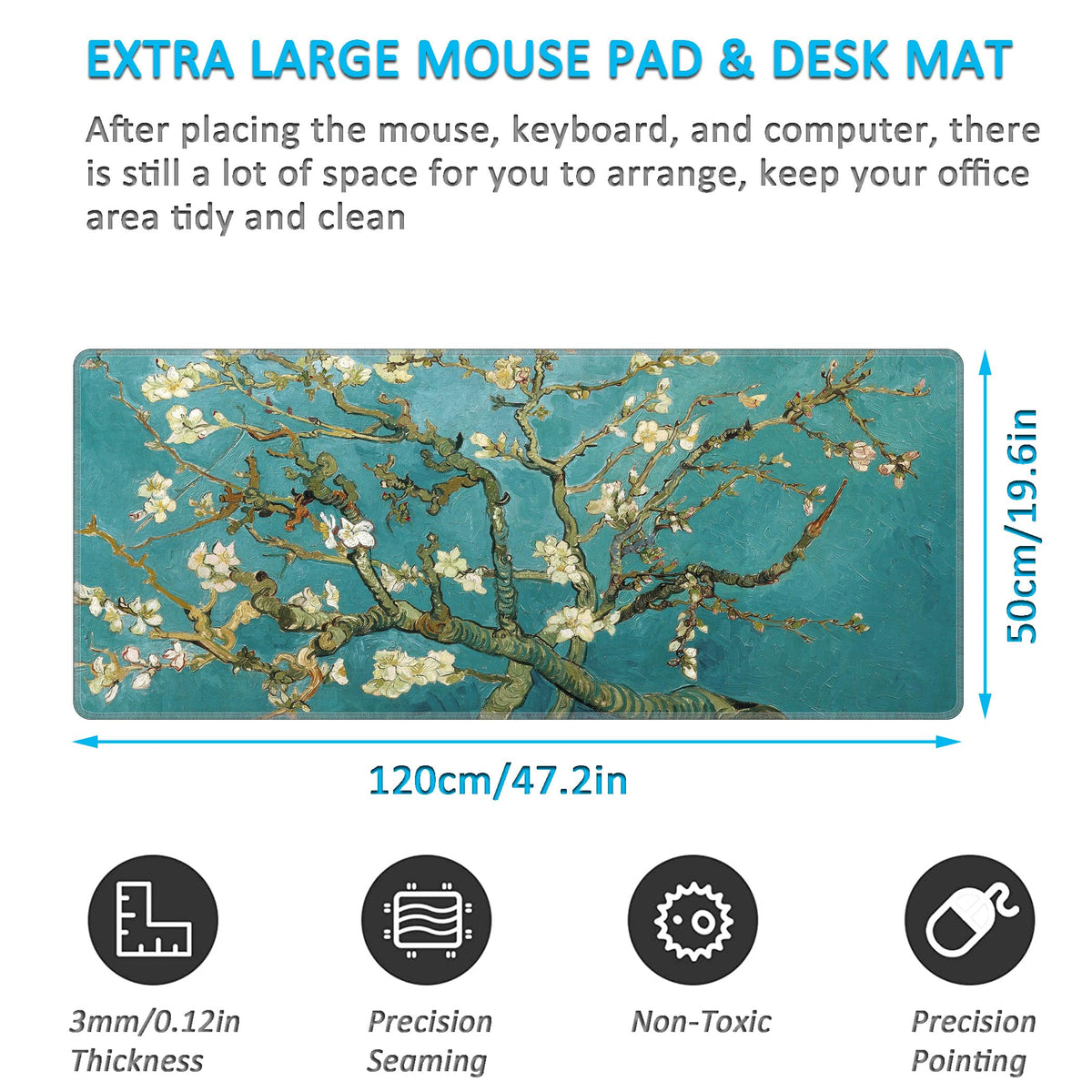 LL-COEUR XXL Landscape Gaming Mouse Pad Computer Keyboard Mat Office Desk Pad (Apricot, 47.2" x
