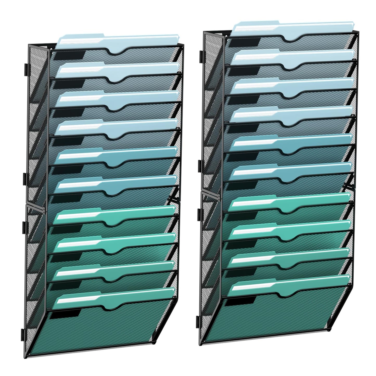 SUPEASY 10-Tier Wall File Organizer, Hanging Wall Files for Papers, Folders, Magazines, Wall