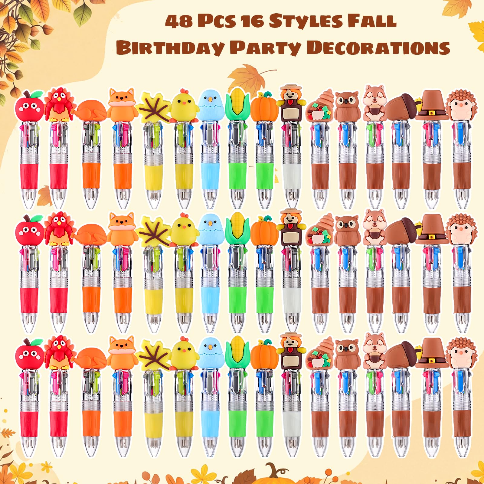 BESARME 48 Packs Multicolor Pen in One Ballpoint Pens Bulk for Birthday Children's Party Classroom