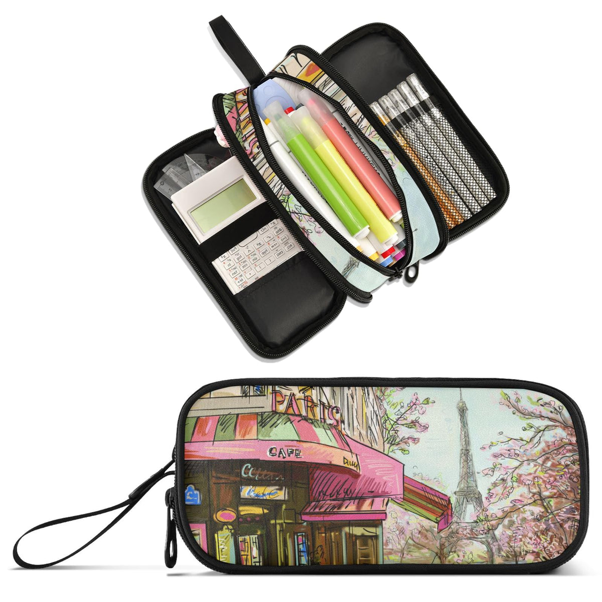 XUWU Paris Eiffel Tower Large Capacity Pencil Case Pencil Pouch Pen Box