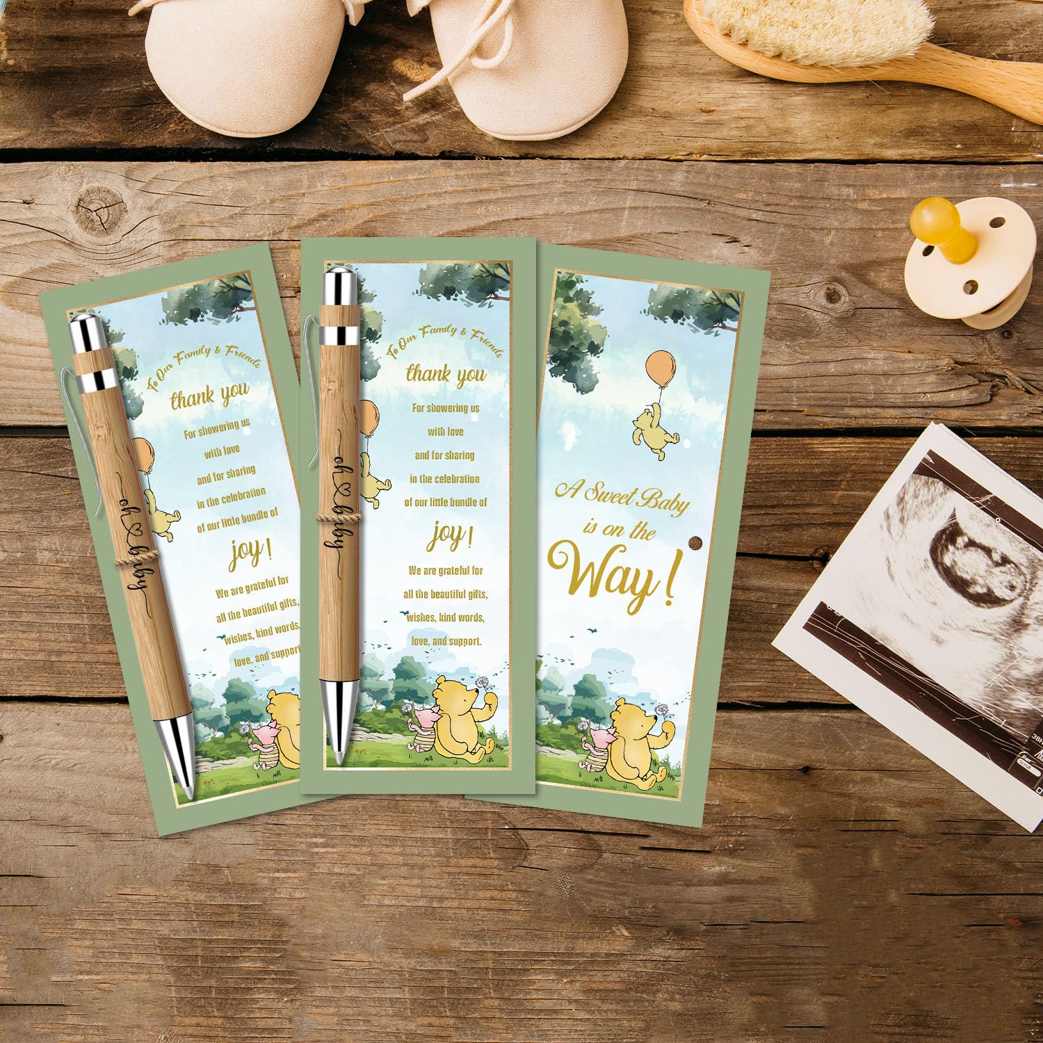 30 Pcs Winnie Baby Shower Gifts, Baby Shower Favors for 30 Guest, Baby Shower Sets, Included Bamboo