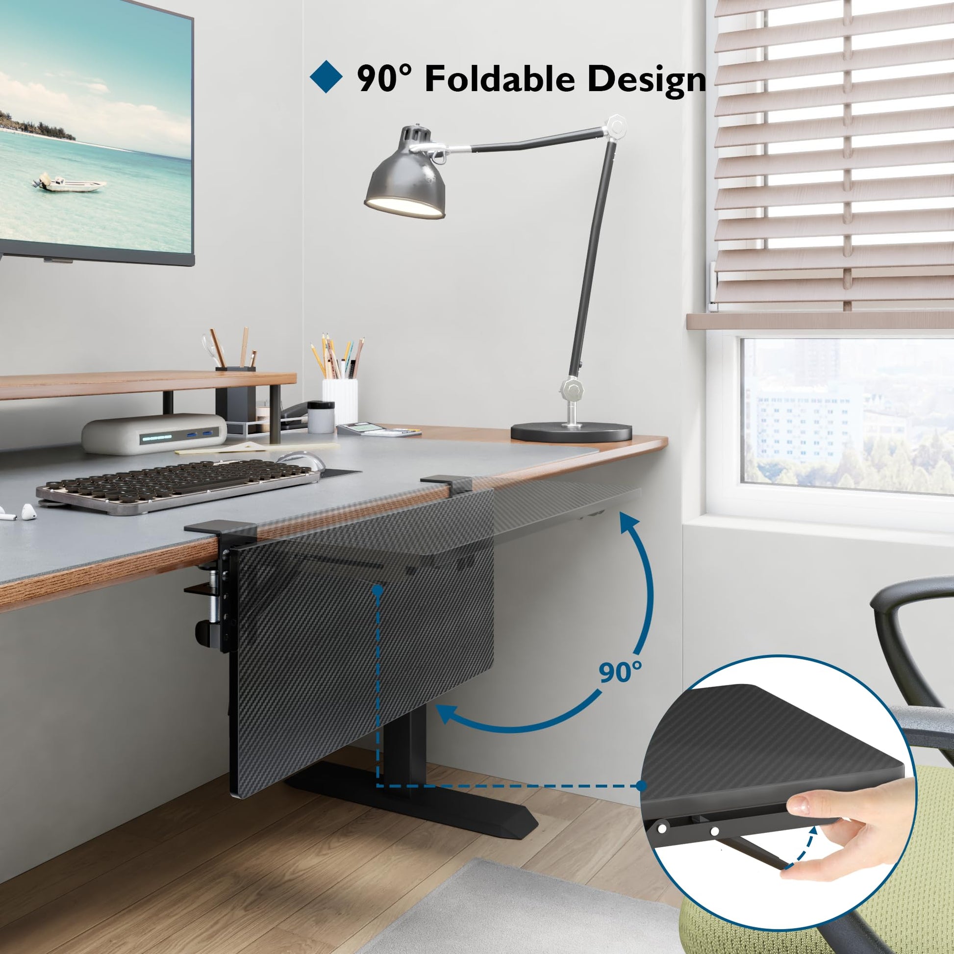 BONTEC Small Ergonomics Desk Extender Tray, 20 x 9.5 Inch, Black Carbon