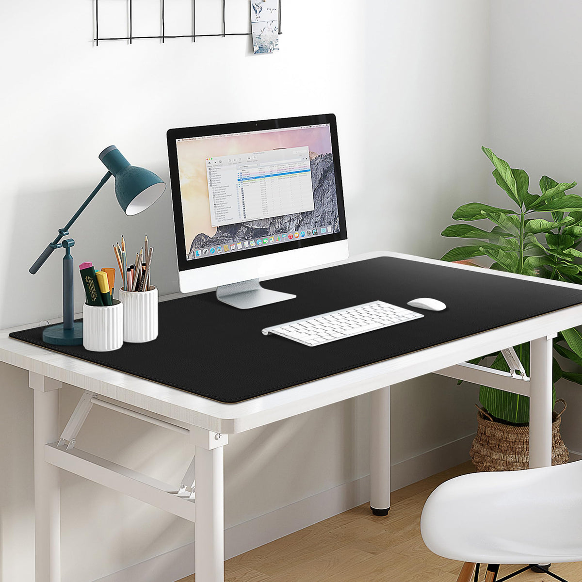 Vyaaa 40"x24" PU Leather Office Desk Pad Mat, Waterproof Mouse Pad, Black