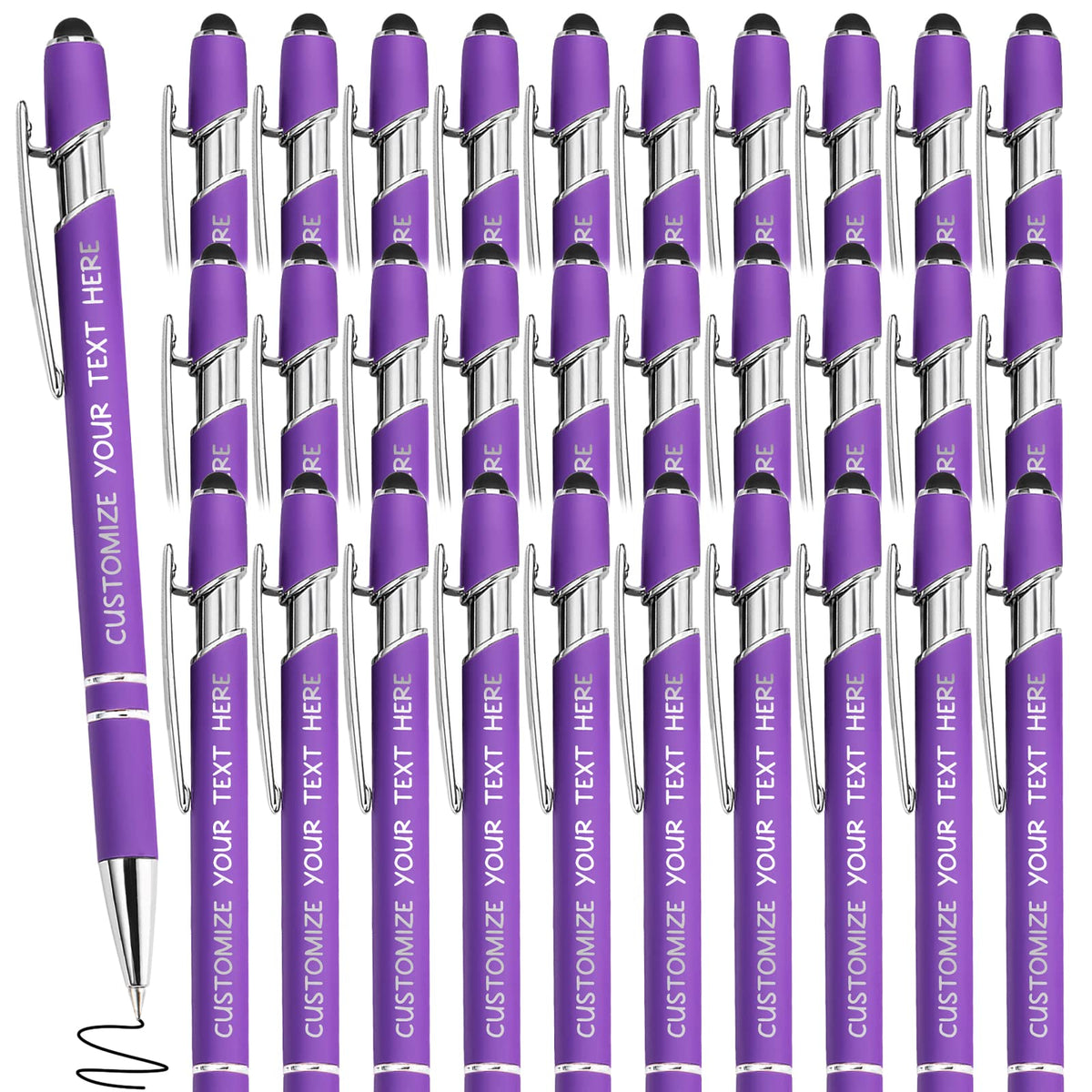 Yananka Custom Pens (36 Pcs) with Stylus and Engraving - Perfect for Business, Graduation and