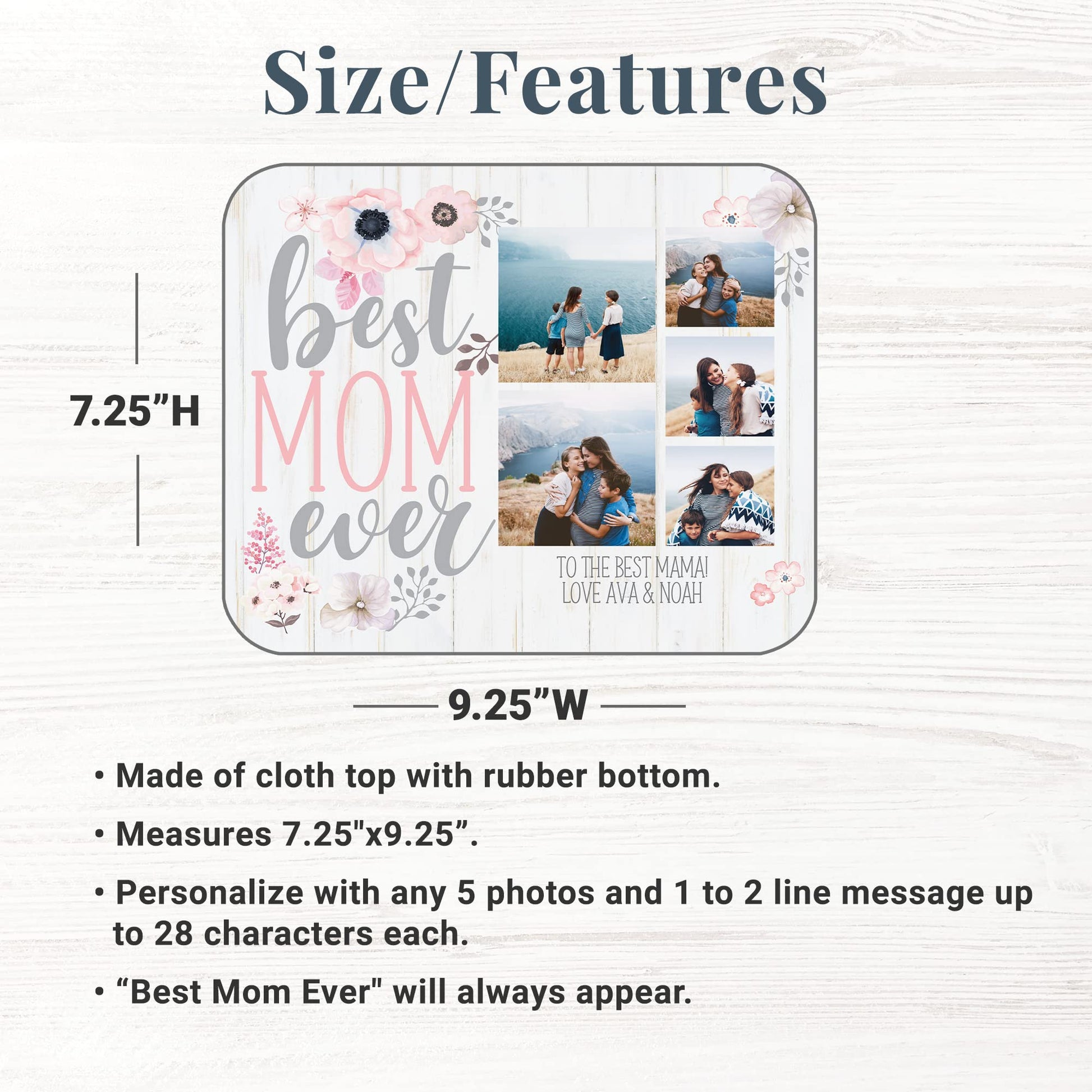 Let's Make Memories Personalized Best Mom Ever Mouse Pad - for Mom - for Her - for Grandma