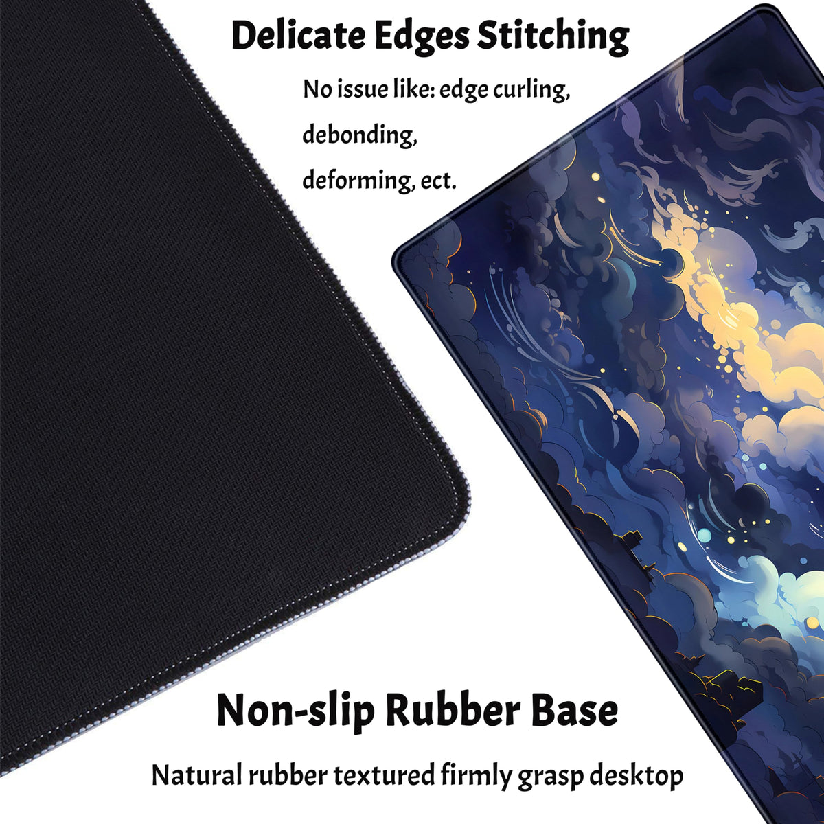 Blue Clouds Desk Mat Large XXL Gaming Mouse Pad Non-Slip Rubber Base Mousepad, Cool Office Desktop