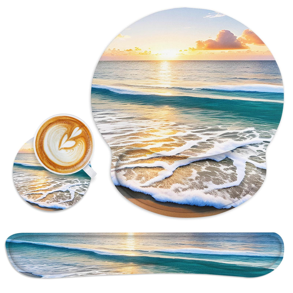 Britimes Ergonomic Mouse Pad Set with Wrist Rest, Beach Summer Sun
