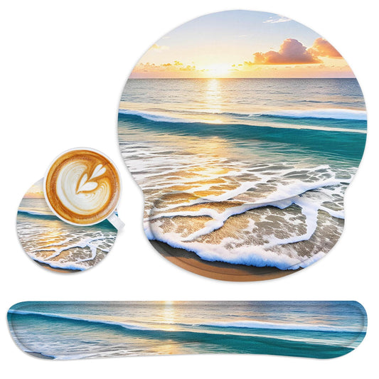 Britimes Ergonomic Mouse Pad Set with Wrist Rest, Beach Summer Sun