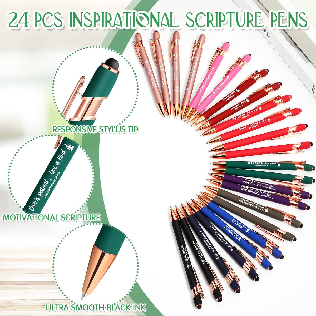 Estune 48 Pcs Christian Notebook Pen Set, Bible Gifts Bulk, Simple Style