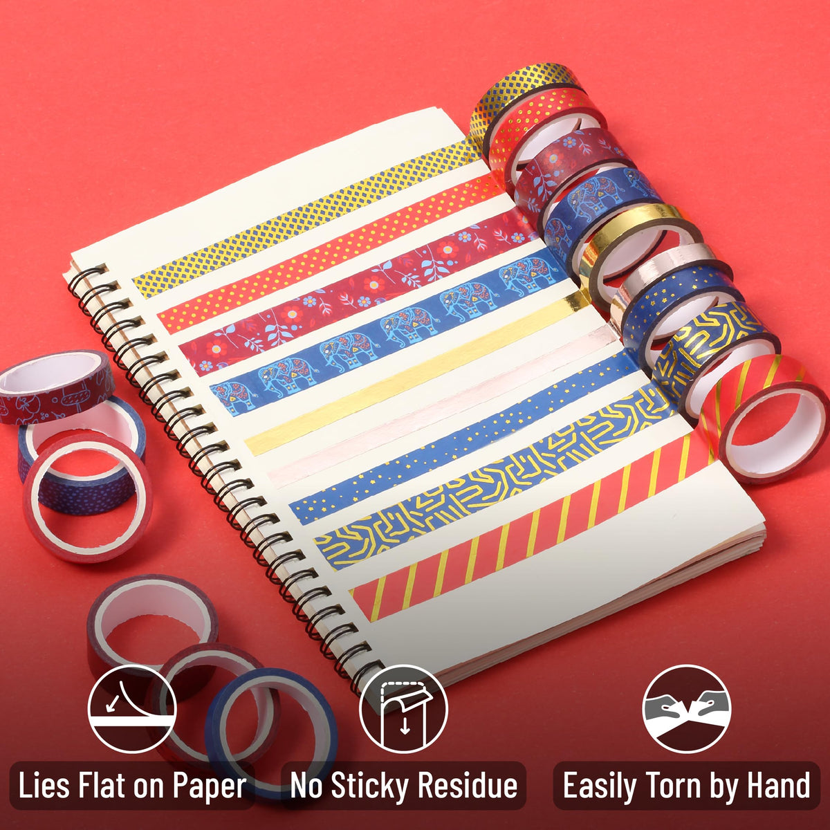 Mr. Pen- Washi Tape Set, 15 Rolls, Assorted Sizes, Metallic Foil