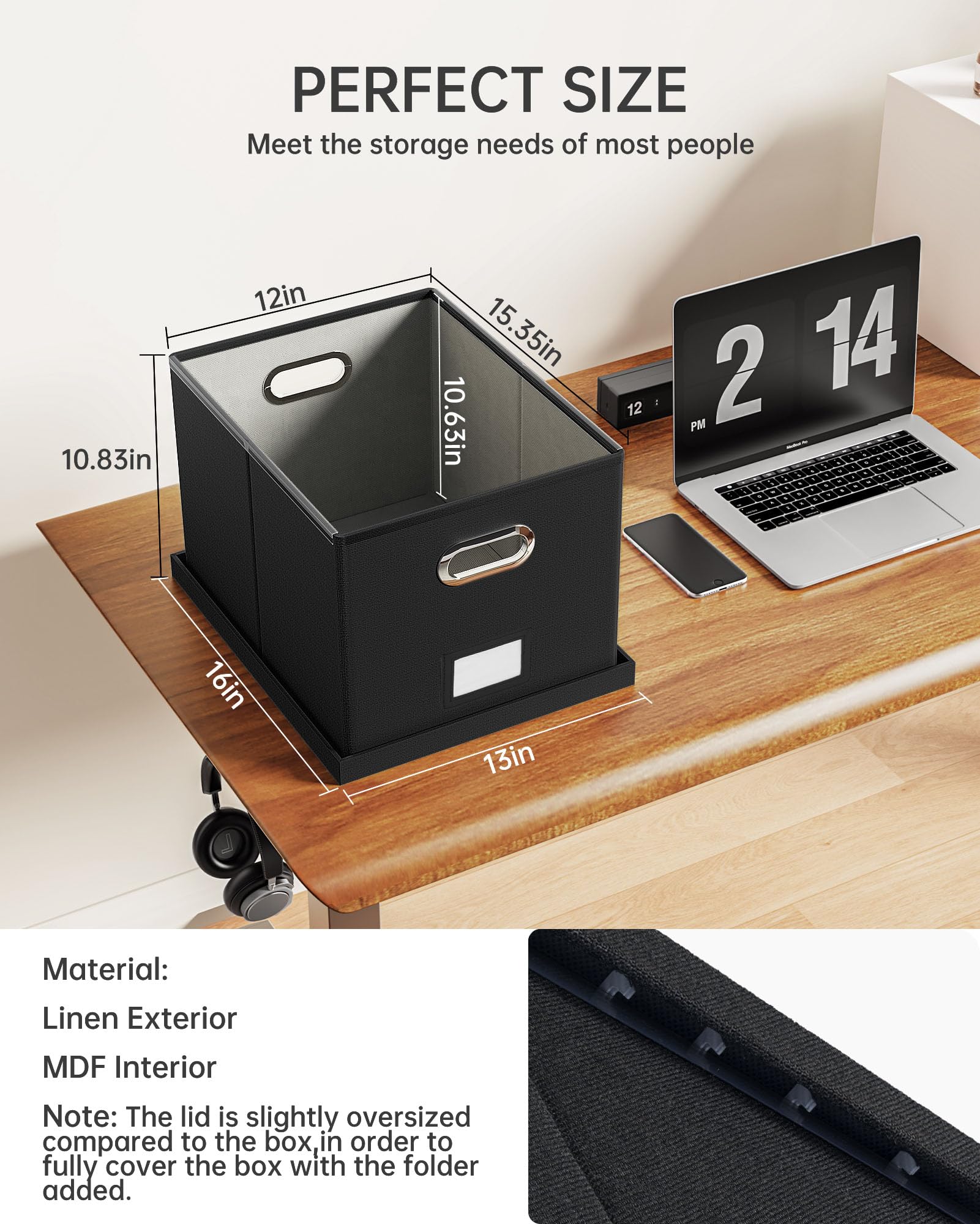 Oterri File Organizer, File Box, File Cabinet for Letter File Folder Storage, Hanging File