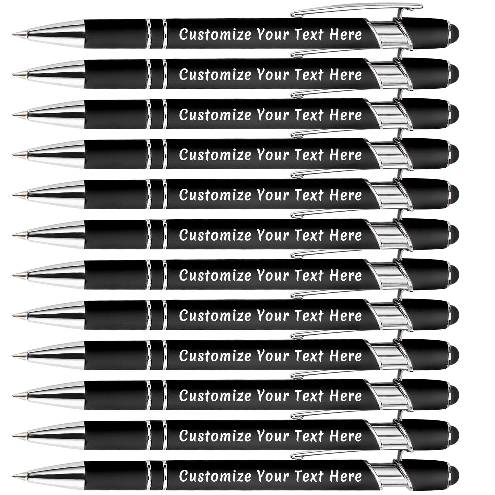 Aolun Personalised Pen,Custom Engraved Ballpoint Pen with Stylus,Soft Touch Metal,Enter Name,Logo