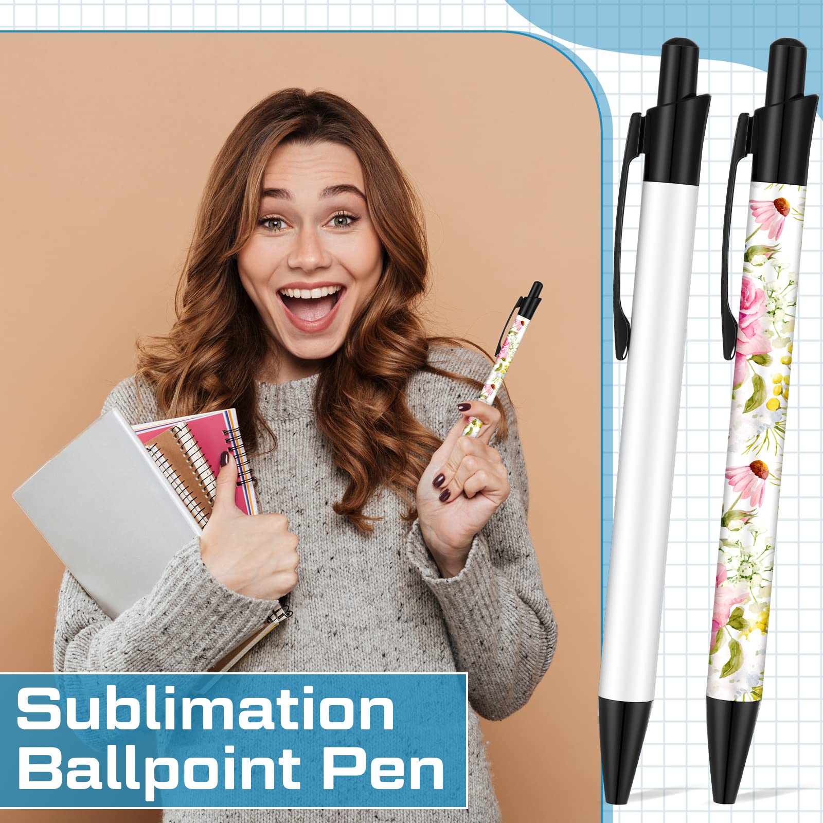 Yexiya Sublimation Pens Blank Heat Transfer Pen Sublimation Ballpoint Pen with Shrink Wrap White