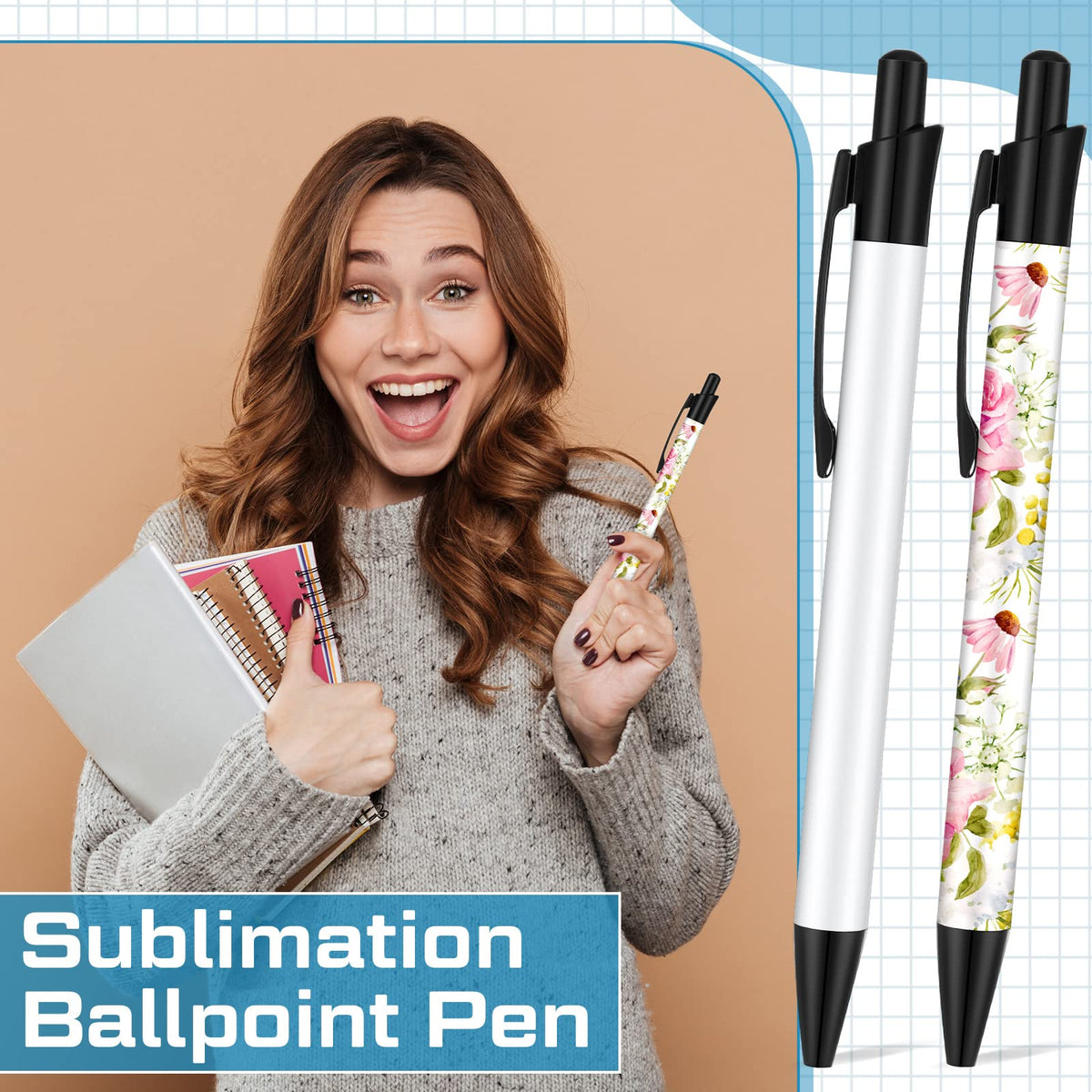 Yexiya Sublimation Pens Blank Heat Transfer Pen Sublimation Ballpoint Pen with Shrink Wrap White