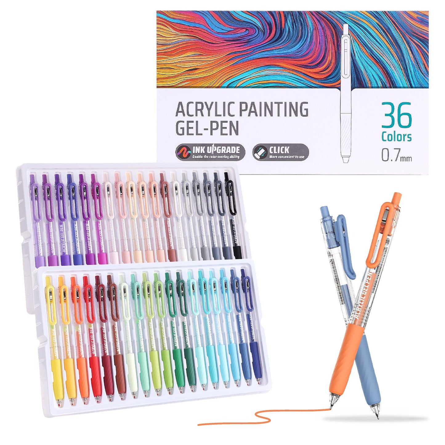 Xipan Acrylic Gel Pens for Coloring, 36 Colors Retractable Colored Pens
