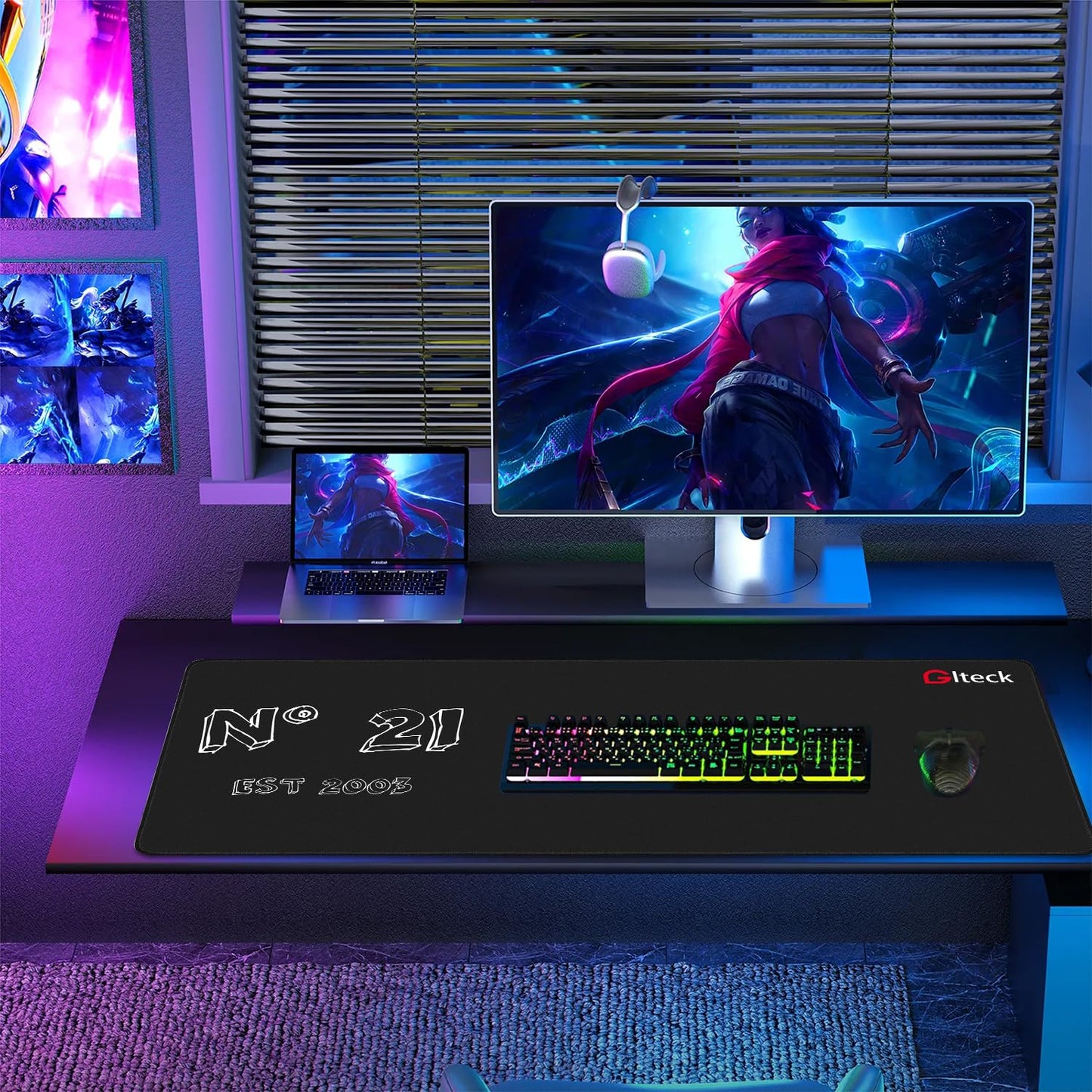 GGLTECK Mouse Pad with 21st Birthday Creative Printing, 36"x16.5" Extended Non-Slip Rubber Mouse