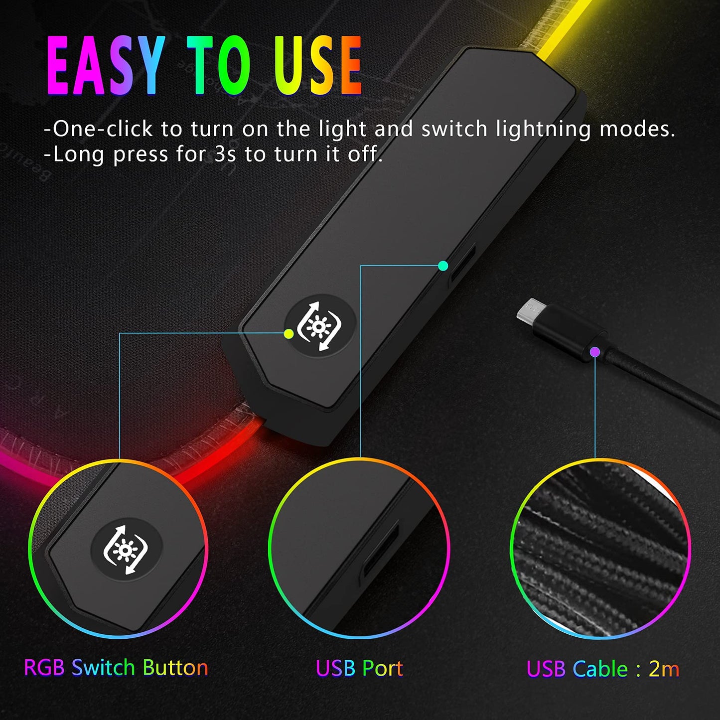 RGB Gaming Mouse Pad 31.5" x 12" – Large Extended LED Mouse Pad with 11 Lighting Modes, World Map